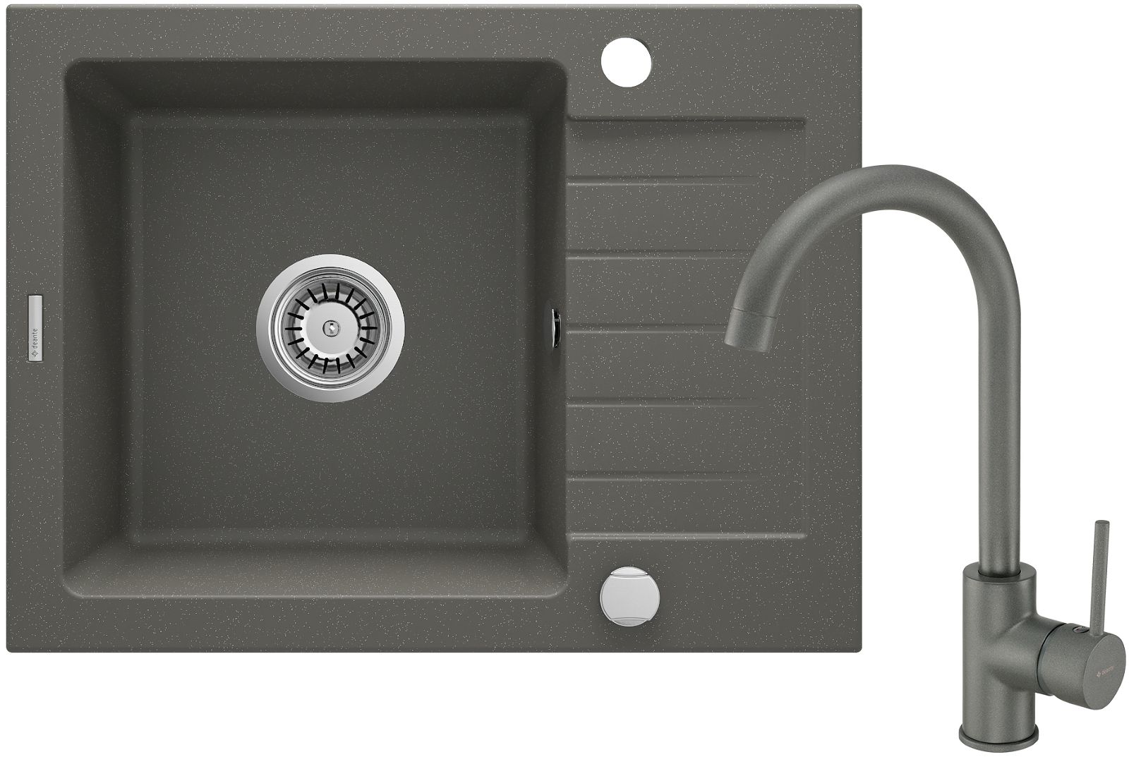 Granite sink with tap, 1-bowl with drainer - ZQZAT11A - Główne zdjęcie produktowe