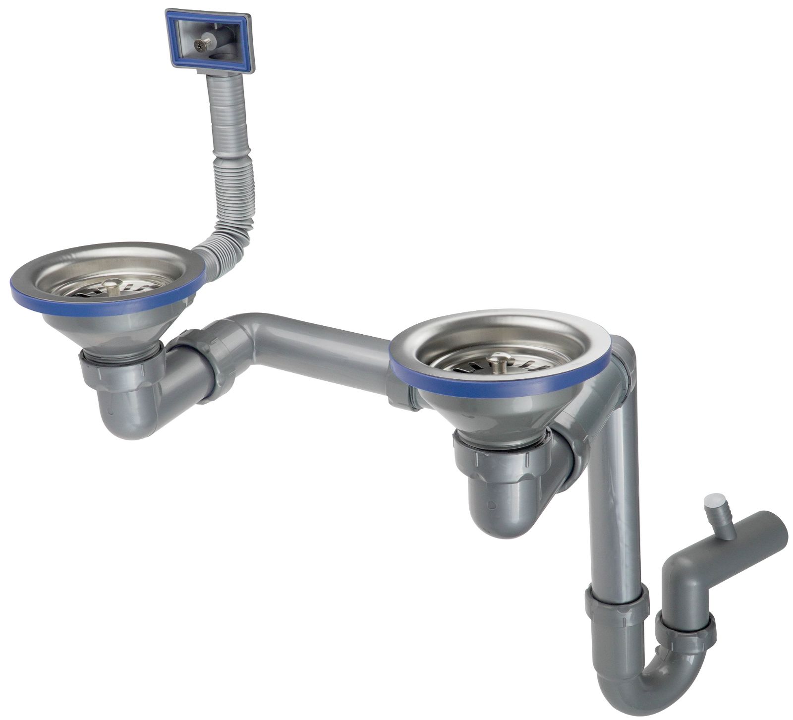 Steel sink waste kit, 1.5- and 2-bowl - ZXY_9956 - Główne zdjęcie produktowe