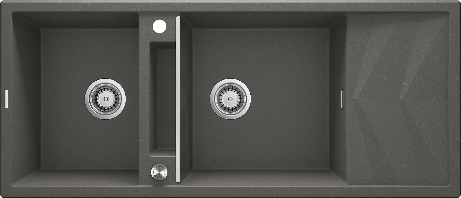 Magnetic granite sink, 2-bowl with drainer - ZRM_T213 - Główne zdjęcie produktowe